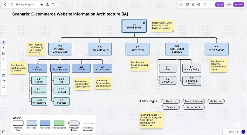 Пример детализированного Sitemap